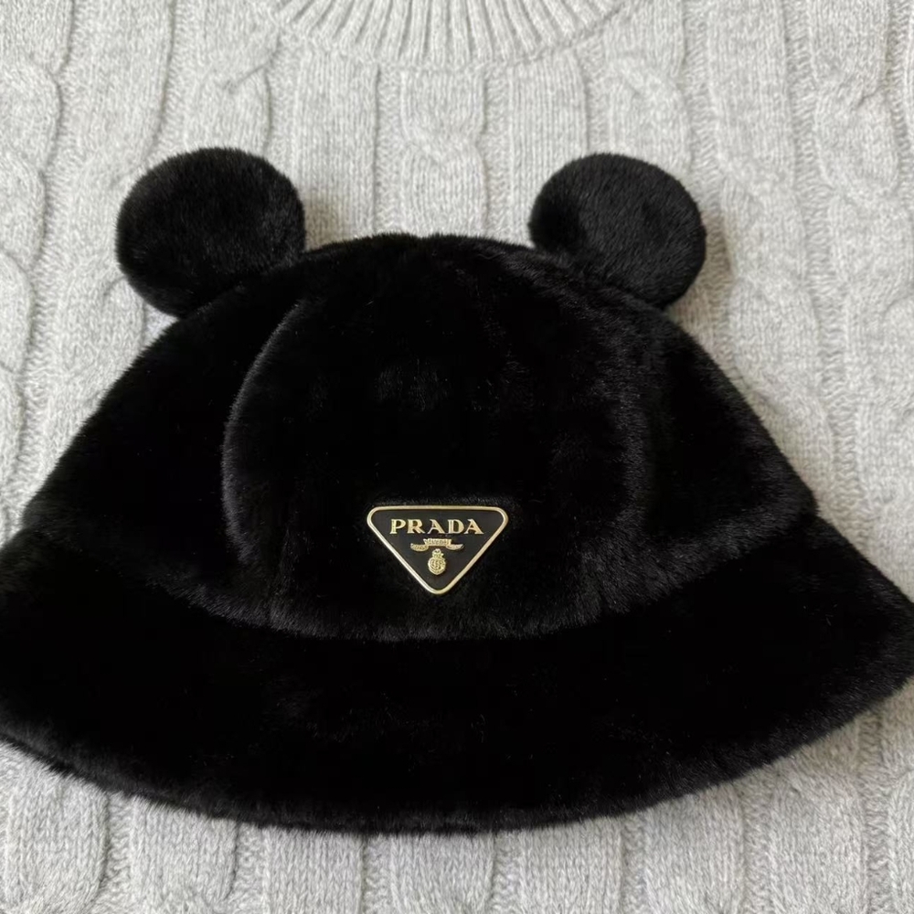 Prada Teddy Bucket Hat with Bear Ears